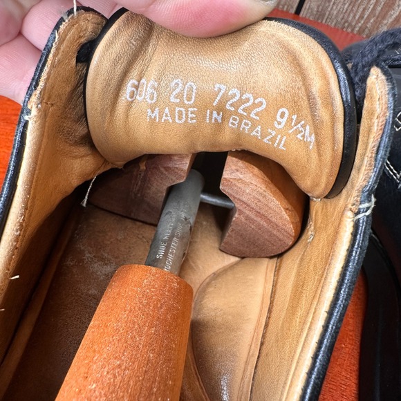 Johnston & Murphy Black Leather Lace Up Oxford Dress Shoes Men 9.5 M Brazil Made - Picture 9 of 9